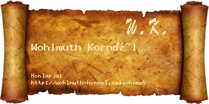 Wohlmuth Kornél névjegykártya